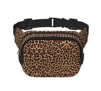 Riñonera cruzada unisex cuadrada de doble capa con estampado de leopardo, accesorio de entrenamiento de viaje, color negro, talla única, NEGRO, One Size