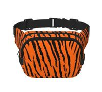 Riñonera cruzada unisex cuadrada de doble capa con estampado de leopardo y tigre naranja, accesorio de viaje para entrenamiento, color negro, talla única, NEGRO, One Size