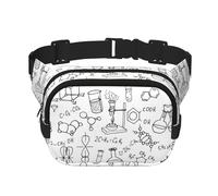 Riñonera cruzada unisex cuadrada de doble capa con estampado de química, accesorio de viaje y entrenamiento, color negro, talla única, NEGRO, One Size