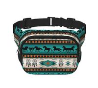 Riñonera cruzada unisex cuadrada de doble capa con estampado de rayas de caballo, accesorio de entrenamiento de viaje, color negro, talla única, NEGRO, One Size
