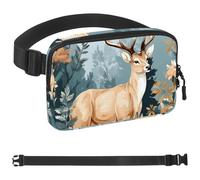 Riñonera cruzada Watercolor Leaf Deer-1891 para hombres y mujeres, riñonera para viajes, casual, caminar, correr, senderismo, ciclismo, multicolor, 4 x 23 x 15 cm, multicolor, 1.5x9.0x5.9in/4x23x15cm