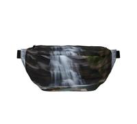 Riñonera cruzada Waterfall Views. Gran capacidad, impermeable y resistente al polvo, cremallera segura, adecuada para viajes y actividades al aire libre, negro, talla única