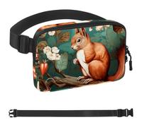 Riñonera cruzada White Flower Branch Squirrel-1030 para hombres y mujeres, riñonera para viajes, casual, caminar, correr, senderismo, ciclismo, multicolor, 1.5 x 9.0 x 5.9 pulgadas, multicolor,