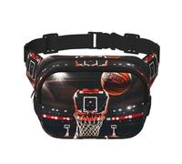 Riñonera cuadrada con estampado de baloncesto para entrenamiento, senderismo, correr, viajes, gimnasio, bonita cremallera a la moda