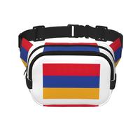 Riñonera cuadrada con estampado de bandera de Armenia para entrenamiento, senderismo, correr, viajes, gimnasio, bonita cremallera a la moda, Black, Talla única