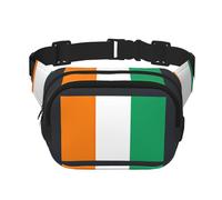 Riñonera cuadrada con estampado de bandera de Costa de Marfil para entrenamiento, senderismo, correr, viajes, gimnasio, bonita cremallera a la moda, Black, Talla única