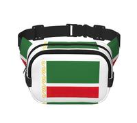 Riñonera cuadrada con estampado de bandera de la República de Chechenia, para entrenamiento, senderismo, correr, viajar, gimnasio, bonita cremallera a la moda, Black, Talla única