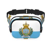 Riñonera cuadrada con estampado de bandera de San Marino para entrenamiento, senderismo, correr, viajes, gimnasio, bonita cremallera a la moda
