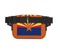 Riñonera cuadrada con estampado de bandera del estado de Arizona, para entrenamiento, senderismo, correr, viajes, gimnasio, bonita cremallera a la moda, Black, Talla única