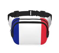 Riñonera cuadrada con estampado de bandera francesa de doble capa, riñonera de viaje moderna para hombres y mujeres, color negro, talla única, NEGRO, One Size