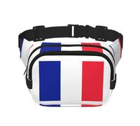 Riñonera cuadrada con estampado de bandera francesa para entrenamiento, senderismo, correr, viajes, gimnasio, bonita cremallera a la moda, Black, Talla única