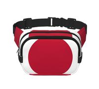 Riñonera cuadrada con estampado de bandera japonesa de doble capa, riñonera de viaje moderna para hombres y mujeres, color negro, talla única, NEGRO, One Size