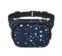 Riñonera cuadrada con estampado de cielo y estrellas, color azul marino, para entrenamiento, senderismo, correr, viajes, gimnasio, bonita cremallera