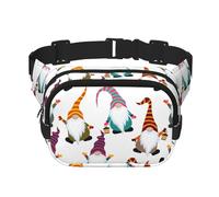 Riñonera cuadrada con estampado de gnomos de Navidad, para entrenamiento, senderismo, correr, viajes, gimnasio, bonita cremallera
