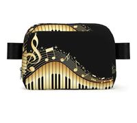 Riñonera Cuadrada con Estampado de Notas Musicales y Piano, riñonera Informal para Hombre y Mujer.