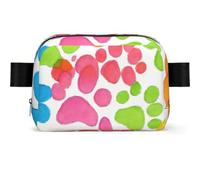 Riñonera cuadrada con estampado de pata de oso, unisex, para viajes, gimnasio, senderismo, ajustable, impermeable