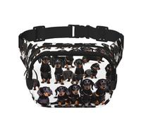Riñonera cuadrada con estampado de perro salchicha Weiner para entrenamiento, senderismo, correr, viajes, gimnasio, bonita cremallera