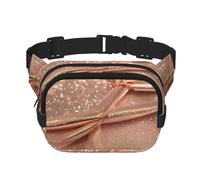 Riñonera cuadrada con estampado de purpurina de oro rosa para entrenamiento, senderismo, correr, viajes, gimnasio, bonita cremallera a la moda