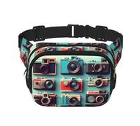 Riñonera cuadrada con estampado retro Cool Camera Collection para entrenamiento, senderismo, correr, viajes, gimnasio, bonita cremallera a la moda