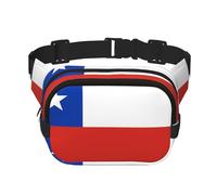 Riñonera cuadrada con estampado único de bandera de Chile, gran capacidad, ajustable, para viajes y deportes al aire libre