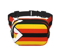 Riñonera cuadrada con estampado único de bandera de Zimbabue, gran capacidad, ajustable, para viajes y deportes al aire libre