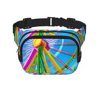 Riñonera cuadrada con estampado único de Corlorful Park, gran capacidad, ajustable, para viajes y deportes al aire libre