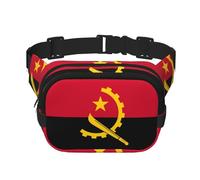 Riñonera cuadrada con estampado único de la bandera de Angola, gran capacidad, ajustable, para viajes y deportes al aire libre