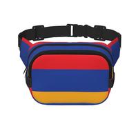 Riñonera cuadrada con estampado único de la bandera de Armenia, gran capacidad, ajustable, para viajes y deportes al aire libre