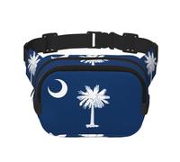 Riñonera cuadrada con estampado único de la bandera de Carolina del Sur, gran capacidad, ajustable, para viajes y deportes al aire libre