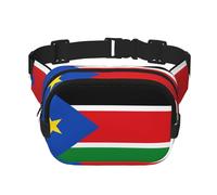 Riñonera cuadrada con estampado único de la bandera de Sudán del Sur, gran capacidad, ajustable, para viajes y deportes al aire libre