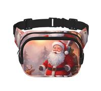 Riñonera cuadrada con estampado único de Papá Noel de invierno, gran capacidad, ajustable, para viajes y deportes al aire libre