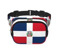 Riñonera cuadrada con estampado único de República Dominicana, gran capacidad, ajustable, para viajes y deportes al aire libre