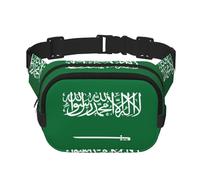 Riñonera cuadrada de doble capa con bandera de Arabia Saudita con correa ajustable para el hombro, riñonera de viaje, perfecta para deportes al aire libre, Negro -, Talla única