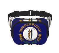 Riñonera cuadrada de doble capa con bandera del estado de Kentucky para actividades al aire libre como deportes, viajes, senderismo, ciclismo, Black, Talla única