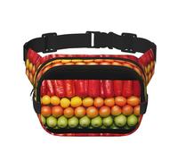 Riñonera cuadrada de doble capa con bloqueo de color de fruta fresca con correa de hombro ajustable, riñonera de viaje, perfecta para deportes al aire libre, Negro -, Talla única