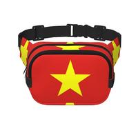 Riñonera cuadrada de doble capa con correa ajustable para actividades al aire libre, color negro, talla única, Black, Talla única