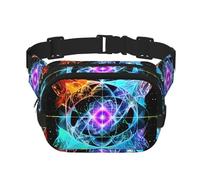 Riñonera cuadrada de doble capa con correa ajustable para actividades al aire libre, color negro, talla única, Black, Talla única