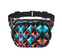 Riñonera cuadrada de doble capa con diamantes de colores tridimensionales con correa ajustable para actividades al aire libre, color negro, talla única, Black, Talla única