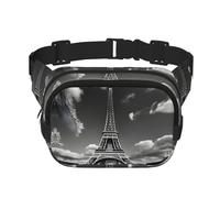 Riñonera cuadrada de doble capa con diseño de Torre Eiffel y Nube de París, miniriñonera ajustable para ejercicio, correr, viajar, senderismo, Negro -, Talla única