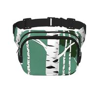 Riñonera cuadrada de doble capa con estampado de árboles de abedul, accesorio de entrenamiento para hombres y mujeres
