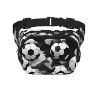 Riñonera cuadrada de doble capa con estampado de balón de fútbol en blanco y negro, para hombres y mujeres, viajes, deportes, camping, uso diario