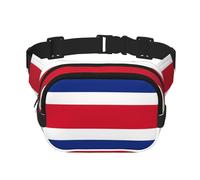 Riñonera cuadrada de doble capa con estampado de bandera de Costa Rica para hombre y mujer, bolsa cruzada de entrenamiento para viaje, Negro -, Talla única