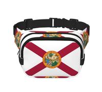 Riñonera cuadrada de doble capa con estampado de bandera de Florida para hombre y mujer, bolsa cruzada de entrenamiento para viaje, Negro -, Talla única