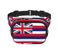 Riñonera cuadrada de doble capa con estampado de bandera de Hawái para hombre y mujer, bolsa cruzada para entrenamiento o viaje, Negro -, Talla única
