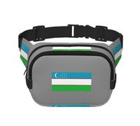 Riñonera cuadrada de doble capa con estampado de bandera de la República de Uzbekistán, para hombres y mujeres, viajes, deportes, camping, uso diario