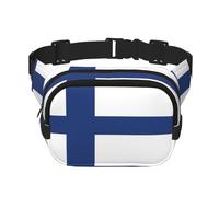 Riñonera cuadrada de doble capa con estampado de bandera finlandesa para hombre y mujer, bolsa cruzada de entrenamiento para viaje, Negro -, Talla única