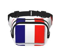 Riñonera cuadrada de doble capa con estampado de bandera francesa, moderna, bolsa de viaje con Bel ajustable, Negro -, Talla única