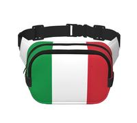 Riñonera cuadrada de doble capa con estampado de bandera italiana, para hombre y mujer, para entrenamiento, viaje, Negro -, Talla única