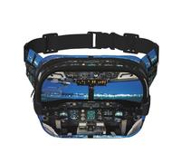 Riñonera cuadrada de doble capa con estampado de cabina de avión para hombres y mujeres, bolsa cruzada de entrenamiento para viaje, Negro -, Talla única