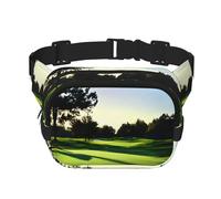 Riñonera cuadrada de doble capa con estampado de campo de golf, bolsa de viaje con visera ajustable, Negro -, Talla única